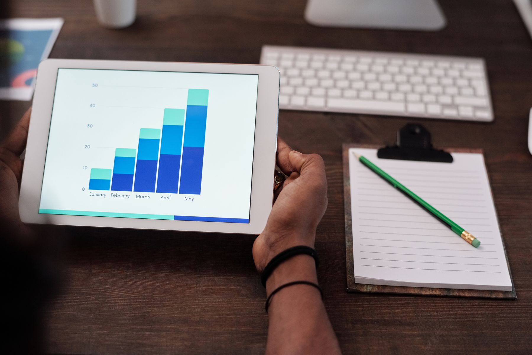 Marketing planning workspace with campaign materials